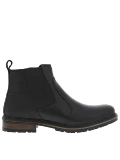 Boots en cuir noires type chelsea à talon plat et à zip latéral