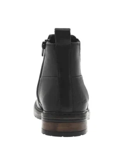 Boots en cuir noires type chelsea à talon plat et à zip latéral