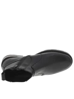 Boots en cuir noires type chelsea à talon plat et à zip latéral