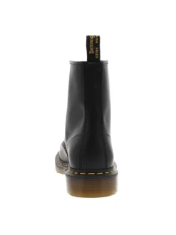 Boots en cuir noir à lacets ronds avec une languette d'aisance en tissu