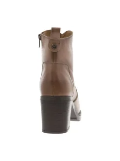 Boots en cuir taupe à talon décroché moyen et une fermeture zippée