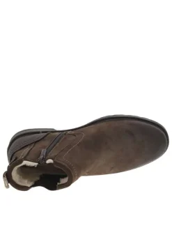 Boots en simili cuir marron avec soufflet élastiqué, languette d'aisance et fermeture zippée