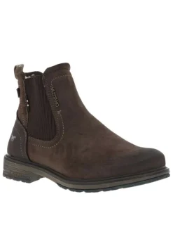 Boots en simili cuir marron avec soufflet élastiqué, languette d'aisance et fermeture zippée