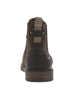Boots en simili cuir marron avec soufflet élastiqué, languette d'aisance et fermeture zippée