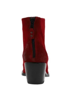 Boots femme cuir rouge