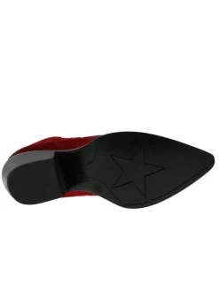 Boots femme cuir rouge