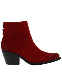 Boots femme cuir rouge