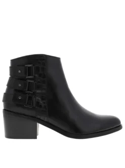Boots FRIDA noires à talon bottier moyen en cuir