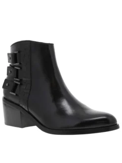 Boots FRIDA noires à talon bottier moyen en cuir