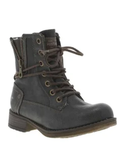 Boots graphites à talon plat