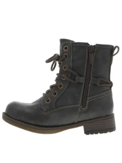 Boots graphites à talon plat