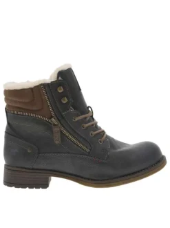 Boots graphites à talon plat