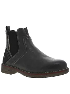 Boots graphite à talon plat et à soufflets élastiqués avec zip style chelsea
