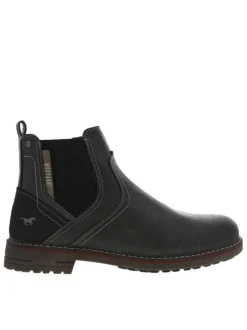 Boots graphite à talon plat et à soufflets élastiqués avec zip style chelsea