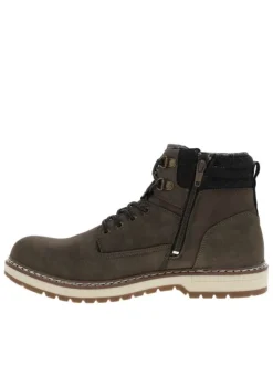 Boots kaki à doublure Tartan à lacets et fermeture zippée