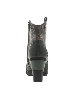 Boots kaki et multicolores à talon décroché haut avec un zip