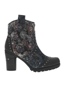 Boots noires et multicolores à talon décroché haut avec un zip