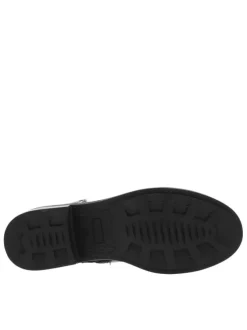 Boots noires à strass avec un talon décroché bas et un zip avec logo