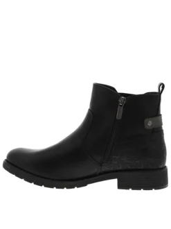Boots noires à talon décroché bas avec un zip et un soufflet élastiqué