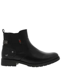Boots noires à talon décroché bas avec un zip et un soufflet élastiqué