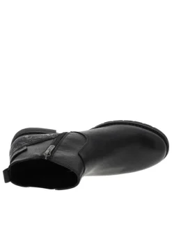 Boots noires à talon décroché bas avec un zip et un soufflet élastiqué