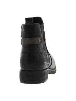 Boots noires à talon décroché bas avec un zip et un soufflet élastiqué
