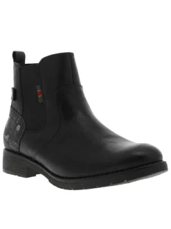 Boots noires à talon décroché bas avec un zip et un soufflet élastiqué
