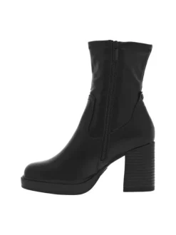 Boots noires à talon décroché haut et à zip avec cheville élastiquée
