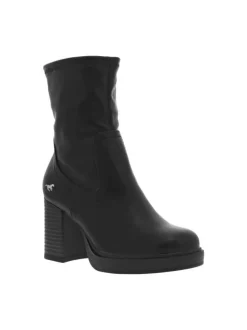 Boots noires à talon décroché haut et à zip avec cheville élastiquée