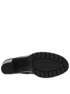 Boots noires à talon décroché haut et à zip avec faux boutons et élastiques