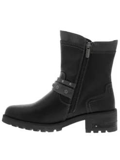 Boots noires à talon décroché moyen avec un zip et une semelle crantée