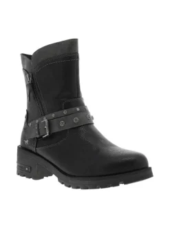 Boots noires à talon décroché moyen avec un zip et une semelle crantée