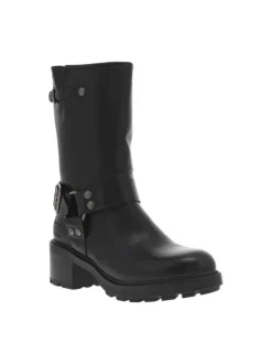 Boots noires à talon décroché moyen et à zip avec brides et boucles à ardillon
