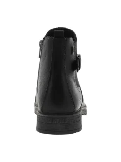 Boots noires à talon plat avec un zip et un soufflet élastiqué