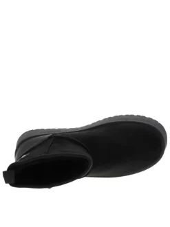 Boots noires à talon plateau et à slip-on avec l'intérieur en fausse fourrure