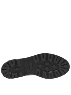 Boots noires vernies à talon décroché bas et soufflet élastiqué