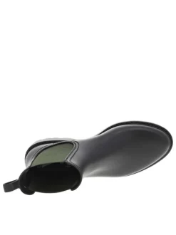 Boots noir mat, à semelle kaki à talon décroché bas et soufflet élastiqué