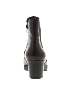 Boots noirs vernis à talon décroché moyen avec un zip et un soufflet élastiqué