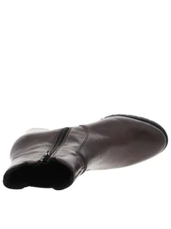 Boots noirs vernis à talon décroché moyen avec un zip et un soufflet élastiqué