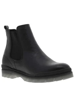 Boots PALERMO stretch en cuir noir à semelle translucide à talon bloc bas
