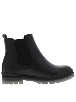 Boots PALERMO stretch en cuir noir à semelle translucide à talon bloc bas