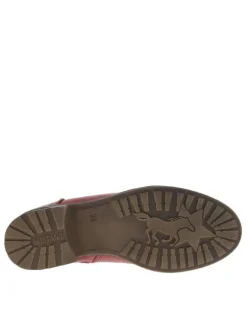 Boots rouges unis à talon plat et zip