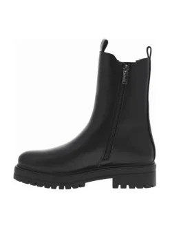 Boots simili cuir noir lisse à semelle avec une fermeture zippée