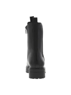Boots simili cuir noir lisse à semelle avec une fermeture zippée