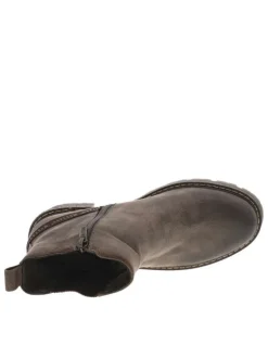 Boots taupe à talon décroché moyen avec un zip et un soufflet élastiqué