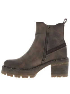 Boots taupe à talon décroché moyen avec un zip et un soufflet élastiqué