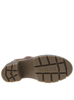 Boots taupe à talon décroché moyen avec un zip et un soufflet élastiqué
