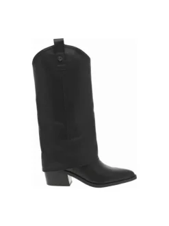 Bottes botte noires à talon décroché moyen à bout pointu avec sur-botte