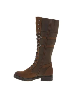 Bottes brandy à talon décroché bas avec un zip et des lacets ronds