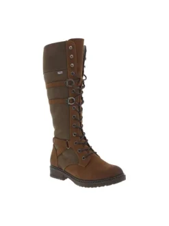 Bottes brandy à talon décroché bas avec un zip et des lacets ronds